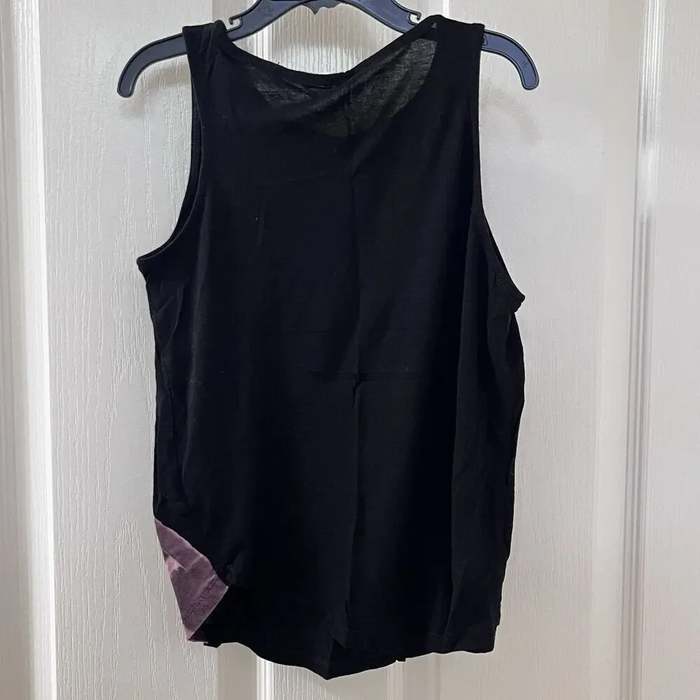 H&M Giraffe Blowing Bubble Gum Black Tank Top Girls Size 10-12 yrs